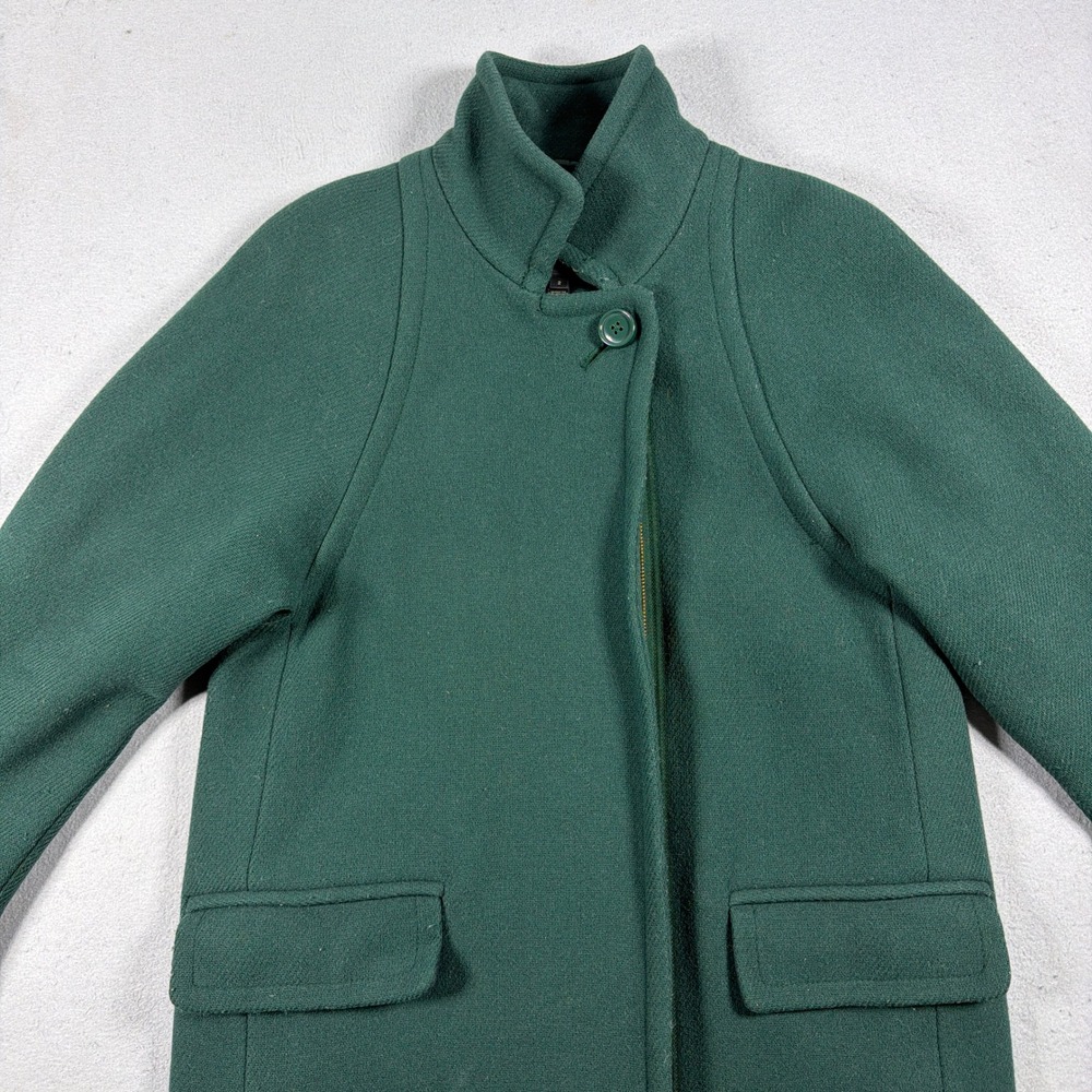 J Crew Stadium Cloth Coat Women 2 Nello Gori Wool Zip Hunter Green Quiet Luxury - Picture 3 of 10